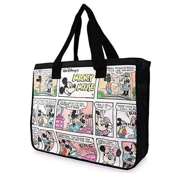 Disney Mickey Minnie Mouse Comic Strip Zipper Tote Travel Overnight Large Bag - Picture 6 of 17
